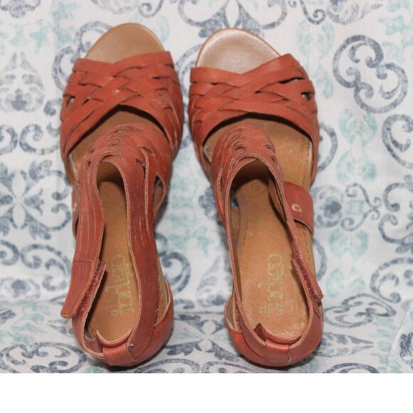 Clarks Indigo Sky Pocomo Wedge Sandal in‎ Burnt Orange Size 7M - Picture 4 of 6